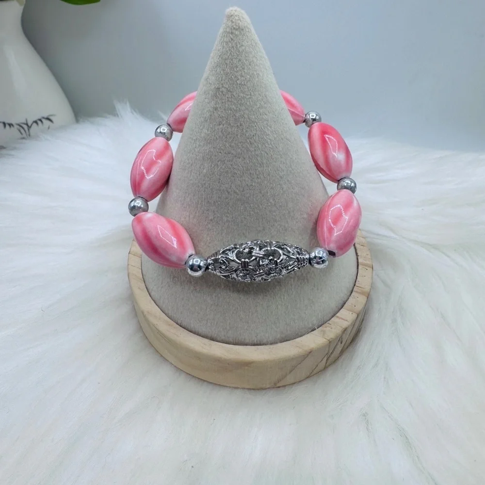 Pink Pearl Glow Statement Bracelet
